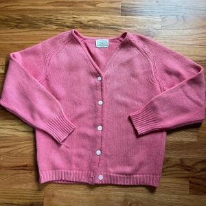 VTG Colebrook pink Full Fashioned 4ply cashmere cropped cardigan, women’s S/M